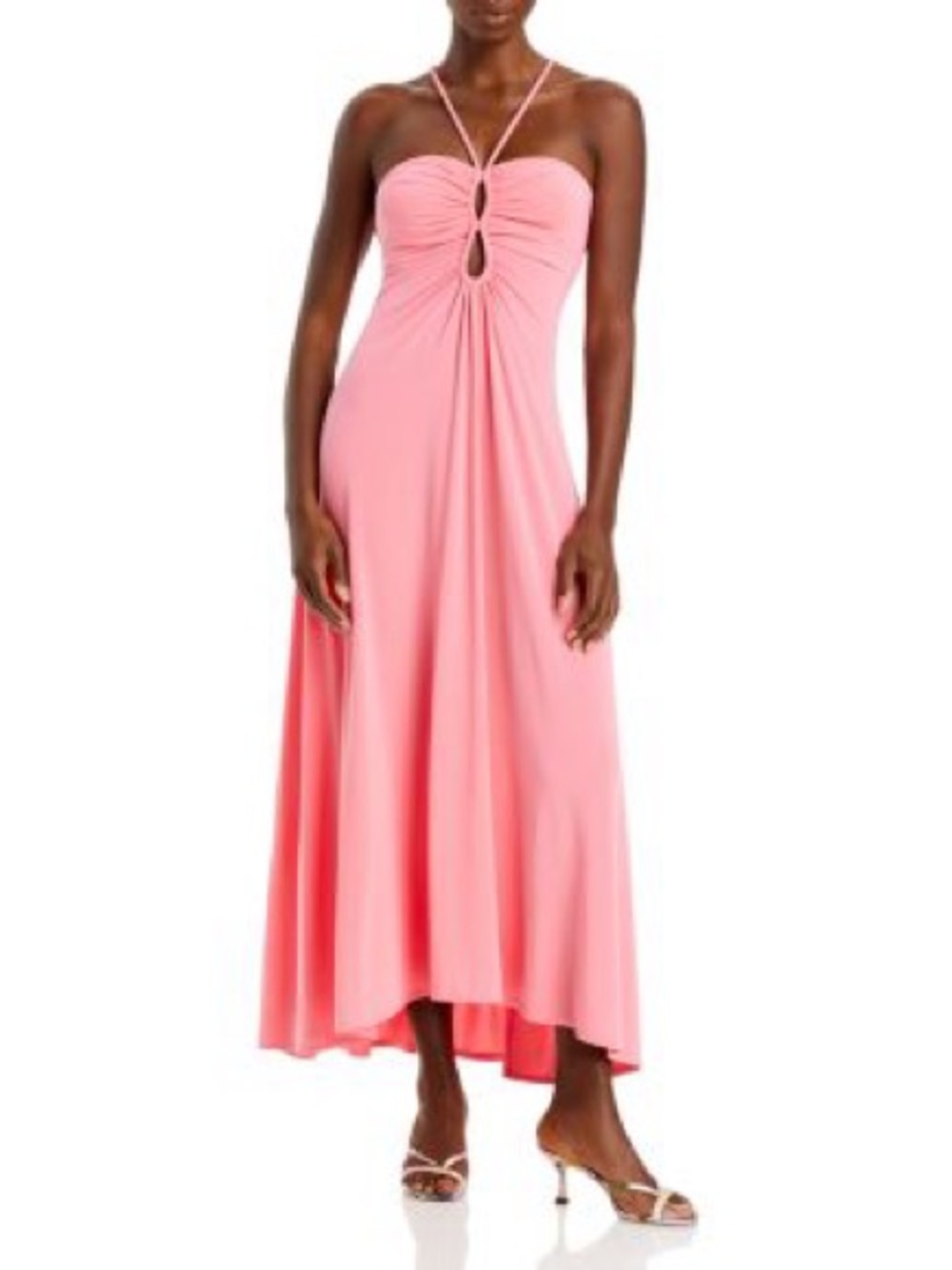 A.L.C. Julieta Pink Ruched Cut-Out Halter Maxi Slip Dress M